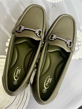 Olive Green Women’s Slip-On Loafers